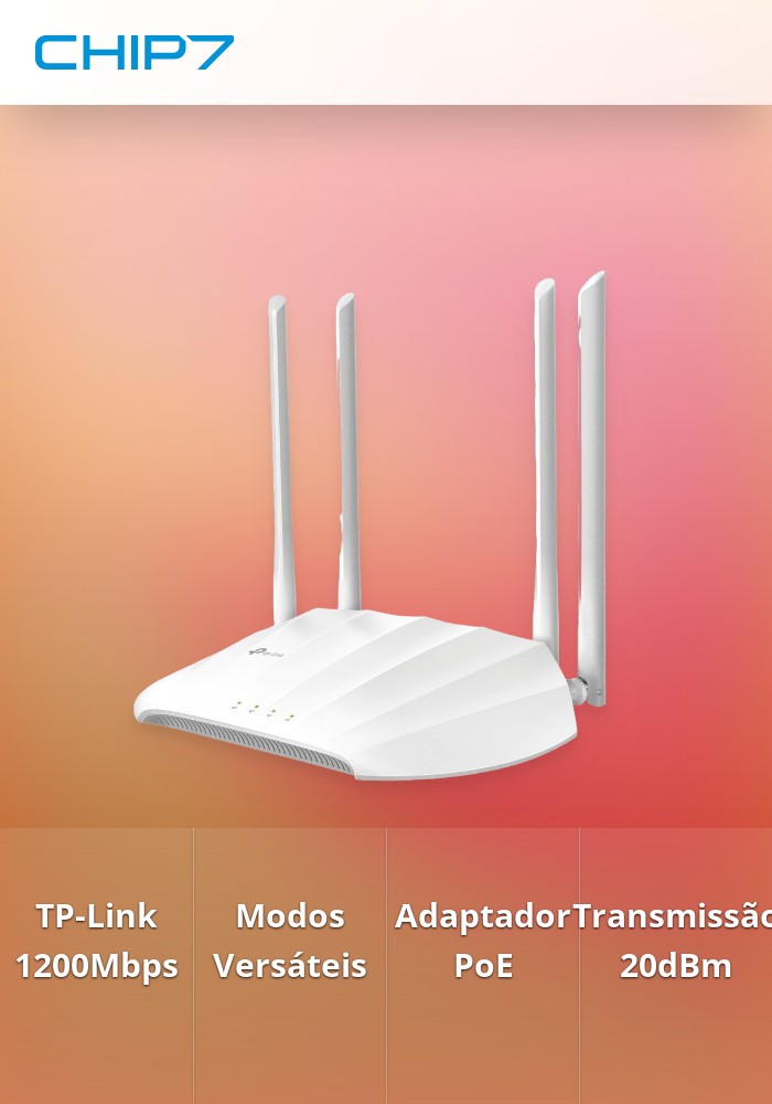 Access Point TP-Link TL-WA1201N. Funcionamento como AP, Cliente de AP, Repetidor. Suporta PoE Passivo.