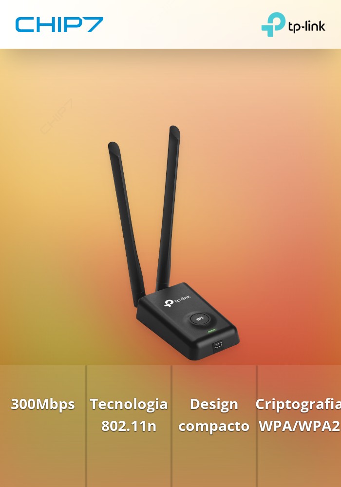 placa de rede wireless  USB Wir. TP-Link 300Mbps 802.11n-TL-WN8200ND