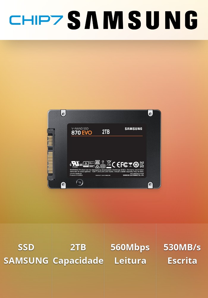 DISCO SSD 2.5P SAMSUNG 870 EVO 2TB SATA3 560/530MBPS | CHIP7