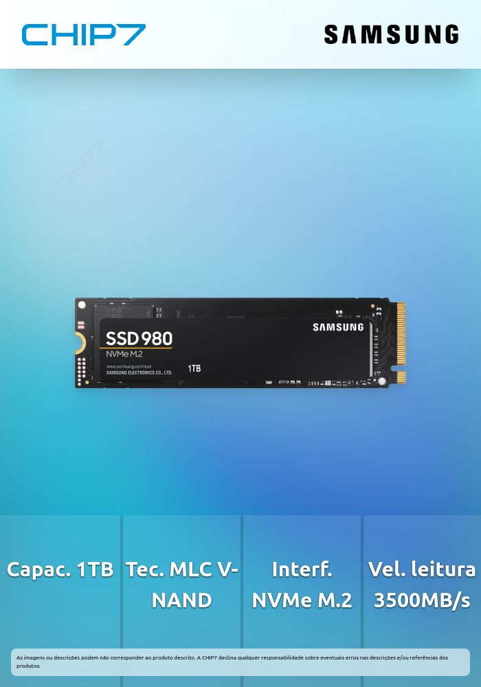 Disco SSD M.2 2280 Samsung 980 1TB MLC V-NAND NVMe