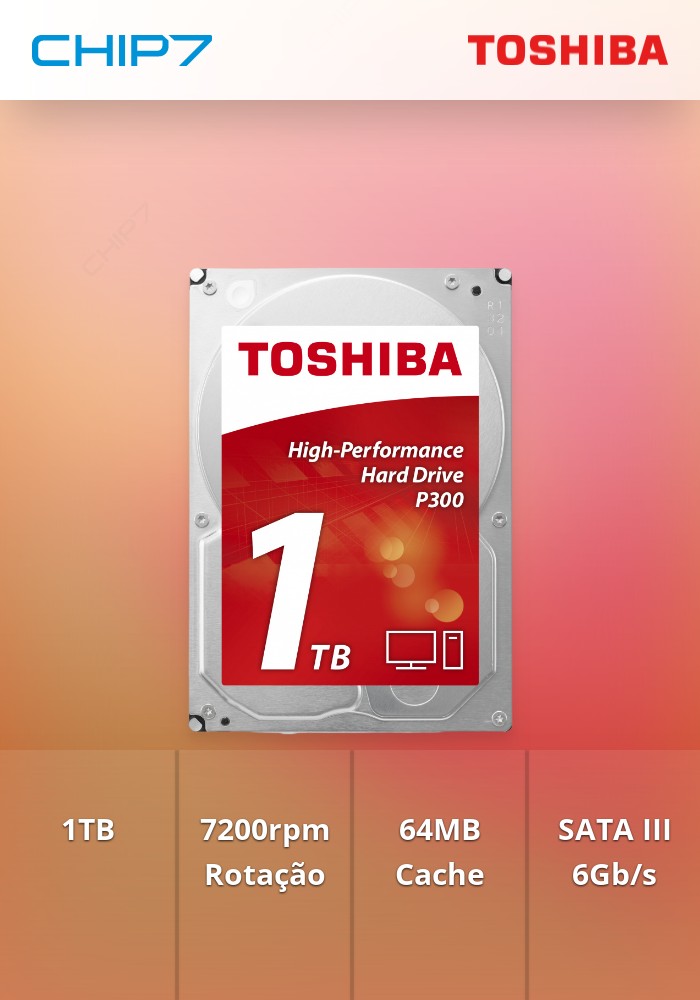 Disco Toshiba 1TB P300 7200rpm 64MB SATA III