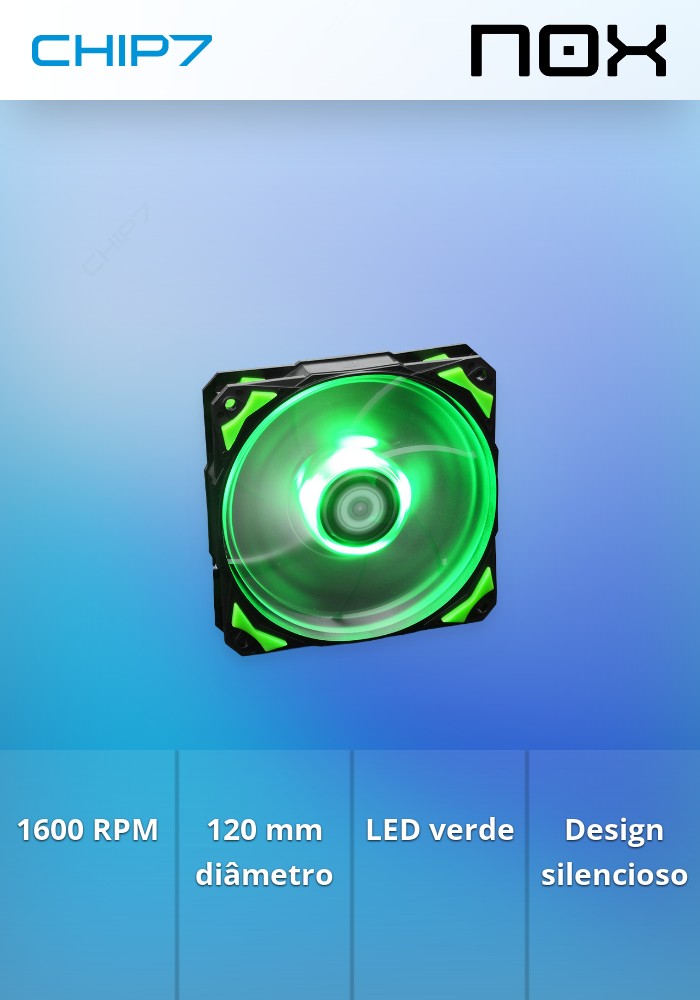 Nox Hummer H-Fan LED Green - Ventoinha 1600 RPM 120 mm