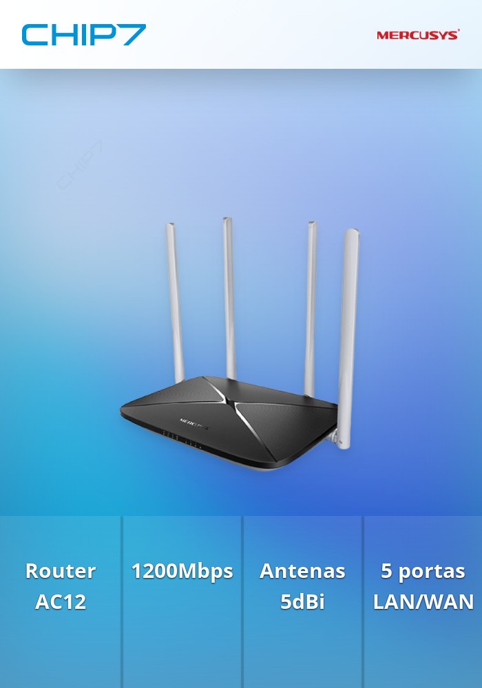 ROUTER WIR AC1200 MERCUSYS AC12 4P LAN 100Mbps