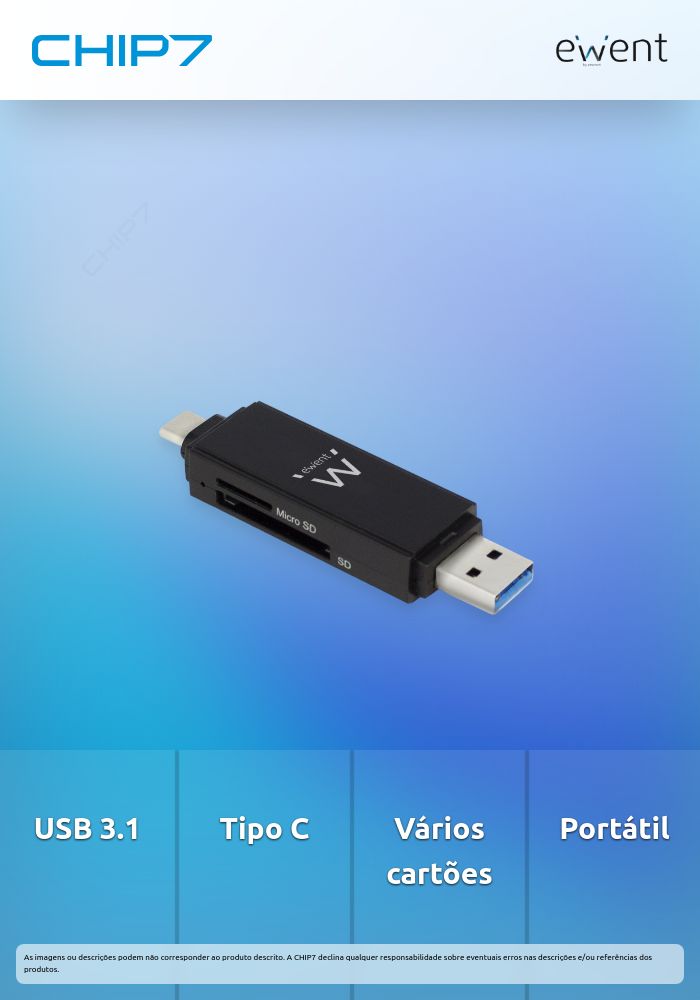 Leitor de Cartões Ewent All-in-One USB 3.1 Gen 1 Tipo C / T