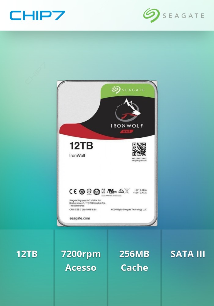 Disco Seagate IronWolf 12TB 7200rpm 256MB SATA III