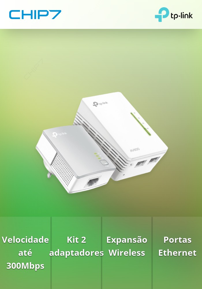 Kit 2 Adap PowerLine TP-Link 300Mbps 2 10/100Mbps Wireless 300Mbps - TL-WPA4221 KIT