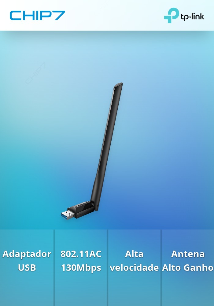 Placa de rede TP-LINK - Archer T3U Plus AC1300 Adaptador USB Wi-Fi Dual Band 867Mbps@5GHz 400Mbps@2.4GHz 1 Antena MU-MIMO Preto