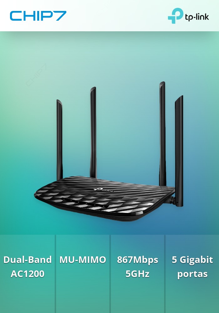 Router TP-Link AC1200 Dual-Band Wi-Fi MU-MIMO, 867Mbps, 5 Gigabit, 4 antenas