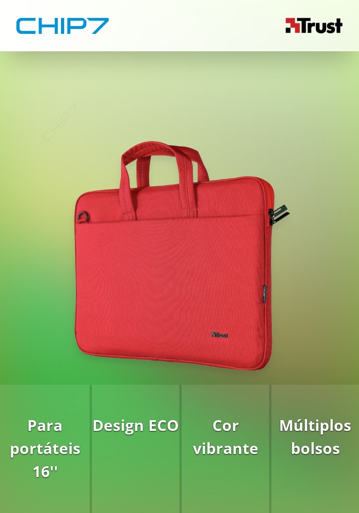 Mala TRUST Bologna p/ portátil 16P ECO Red