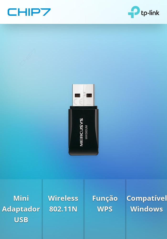 MINI ADAPTADOR WIRELESS N300MBPS MERCUSYS MW300UM