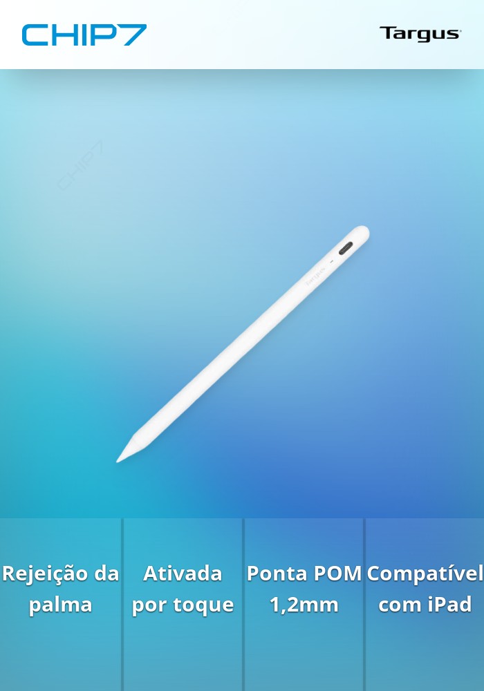 Targus AMM174AMGL Pen Stylus Ativa Antimicrobiano Branca para iPad
