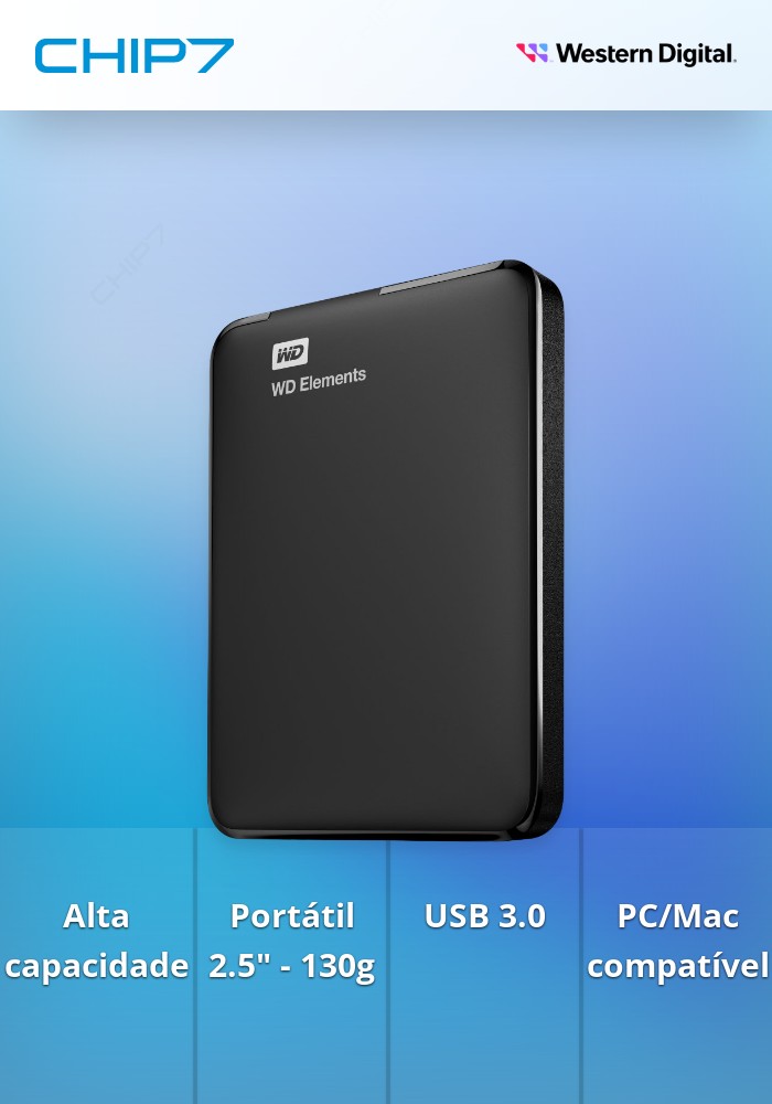 WD HDD 1TB ELEMENTS PORTATIL EXTERNO BLACK