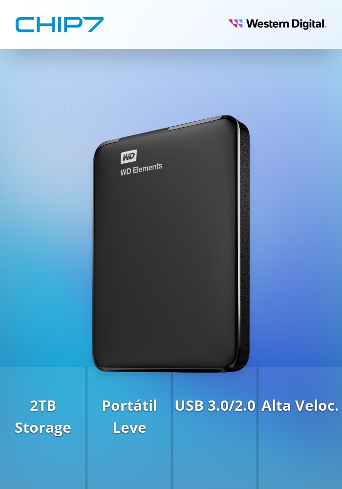 WD HDD 2TB ELEMENTS PORTATIL EXTERNO BLACK