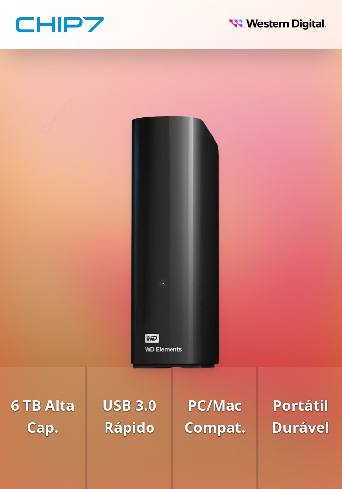 WD Elements Desktop WDBWLG0060HBK - Disco rígido - 6 TB - externa (desktop) - USB 3.0 - preto