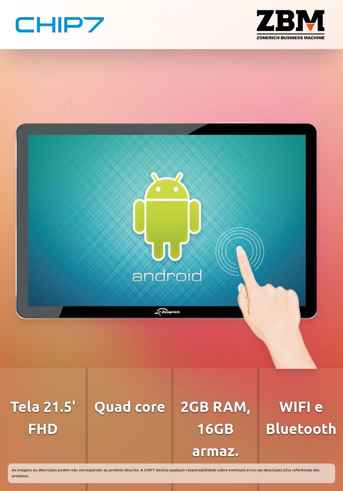 POS Android Touch Screen 21.5P FHD/Quad core/2GB/16GB/WIFI/Bluetooth Suporte Vesa Incluido
