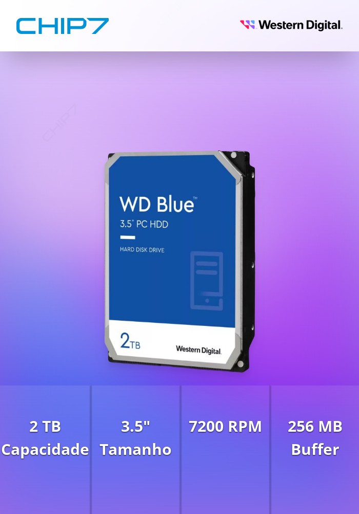 Disco Western Digital Blue 2TB 7200rpm 256MB SATA III