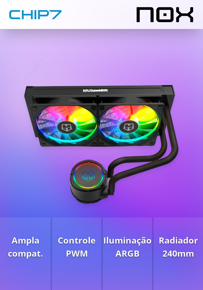 Cooler CPU NOX Hummer H240 ARGB Watercooler 2x120mm PWM CHIP7