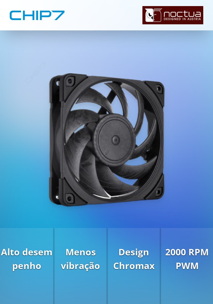 Noctua NF-A12x25 Chromax Black Swap - Ventoinha PWM 2000 RPM 120 mm