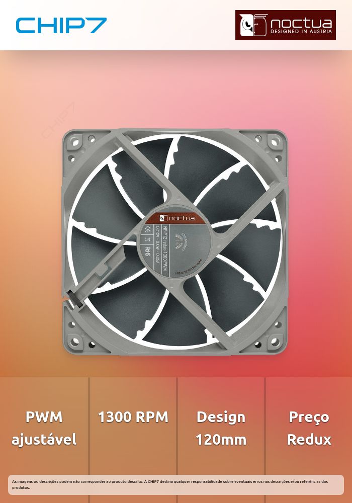 Noctua NF-P12 Redux - Ventoinha PWM 1300 RPM 120 mm
