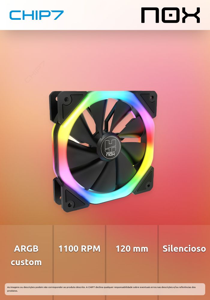 Nox Hummer S-Fan ARGB - Ventoinha 1100 RPM 120 mm
