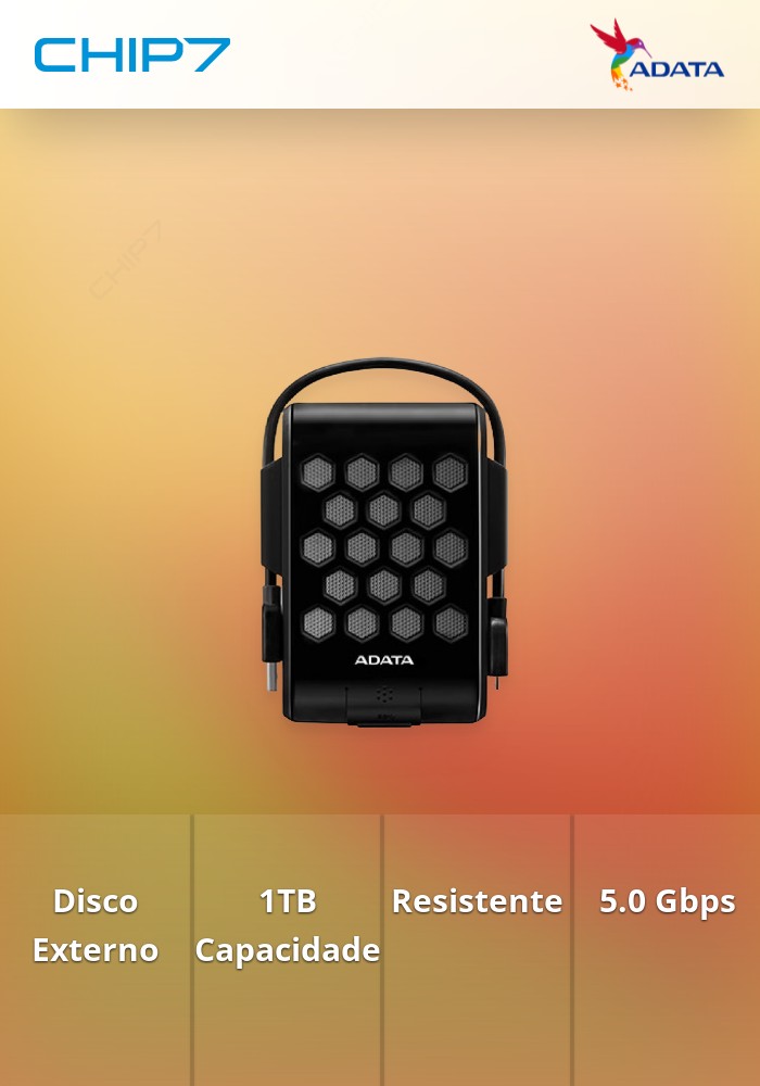 HDD EXTERNO 2.5P ADATA 1TB USB3.1 AHD720-1TU31-CBK-PRETO