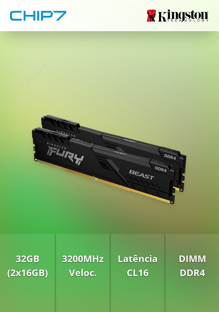 Kingston FURY Beast - DDR4 - kit - 32 GB: 2 x 16 GB - DIMM