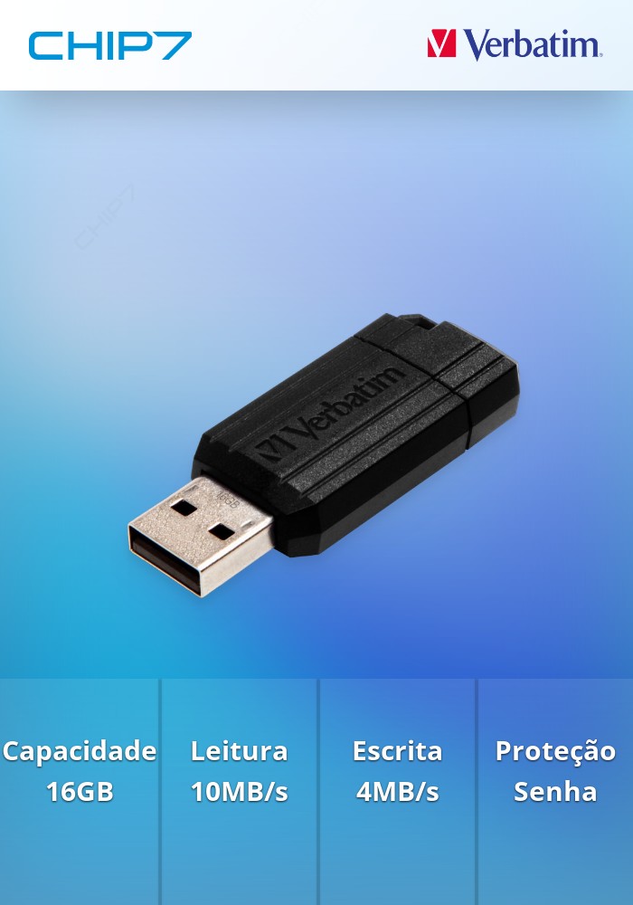 PEN VERBATIM 16GB USB 2.0 PINSTRIPE BLACK