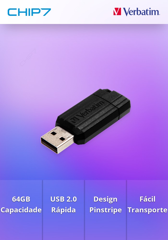 PEN VERBATIM 64GB USB 2.0 PINSTRIPE BLACK