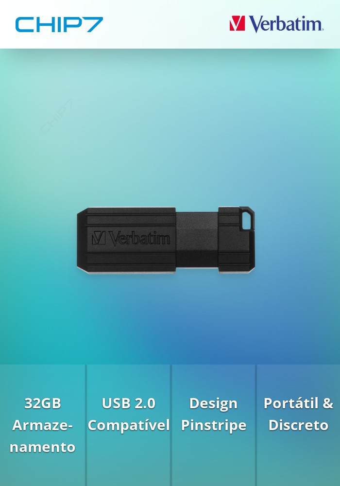 PEN VERBATIM 32GB USB 2.0 PINSTRIPE BLACK