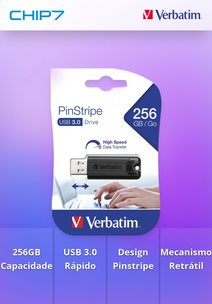 PEN VERBATIM 256GB PINSTRIPE BLACK USB 3.0