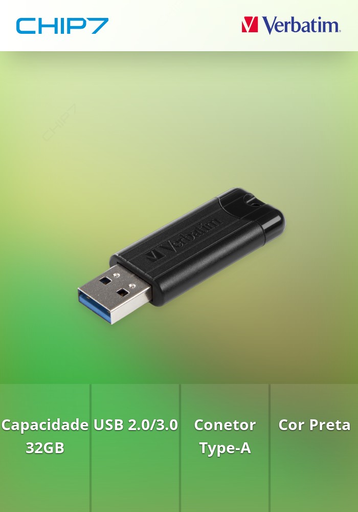 PEN VERBATIM 32GB PINSTRIPE USB 3.2 BLACK