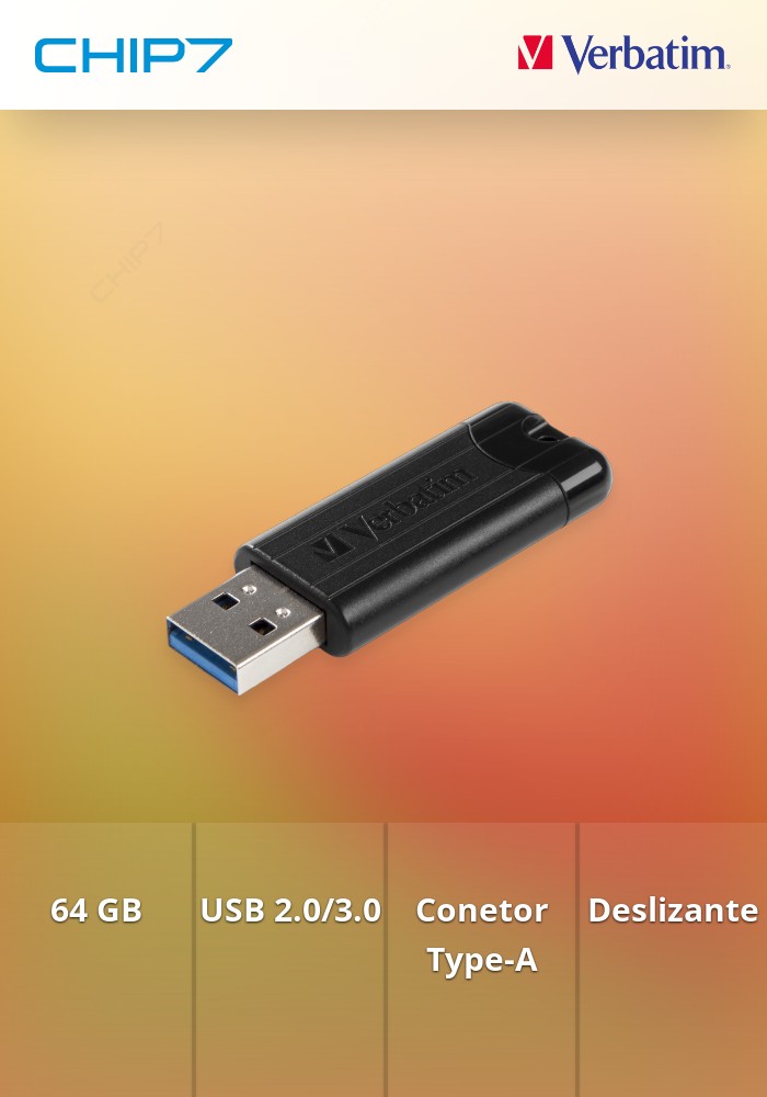 PEN VERBATIM 64GB PINSTRIPE USB 3.2 BLACK