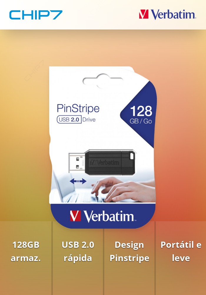 PEN VERBATIM 128GB PINSTRIPE USB 2.0 BLACK