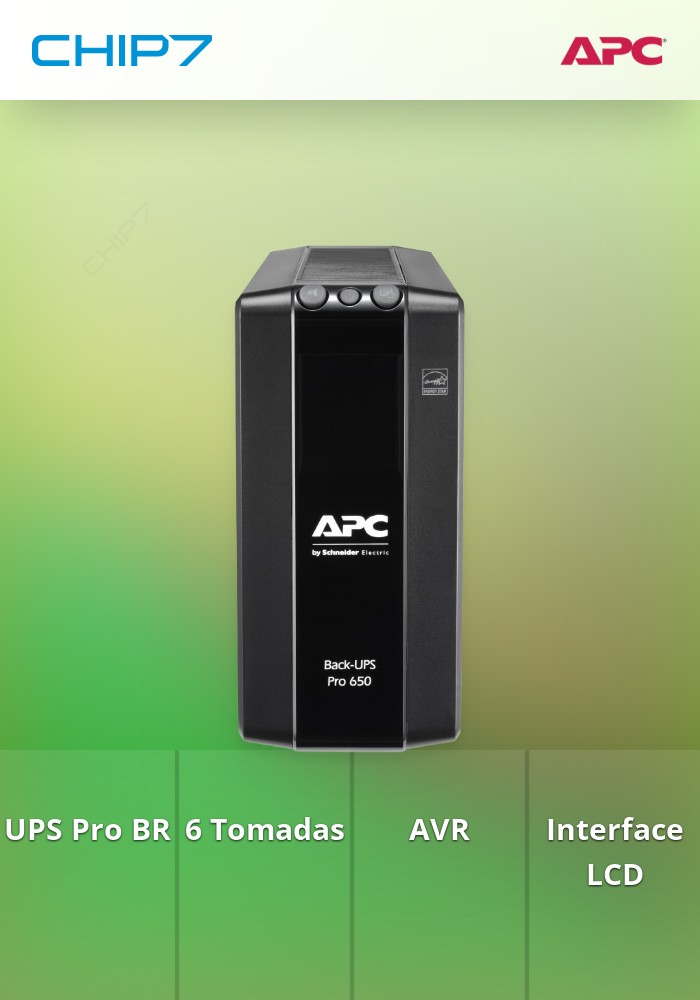 Back UPS Pro BR 650VA, 6 Outlets, AVR, LCD Interface