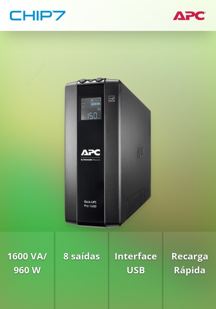 APC Back-UPS Pro BR1600MI - UPS - AC 230 V - 960 Watt - 1600 VA - USB - conectores de saída: 8 - preto