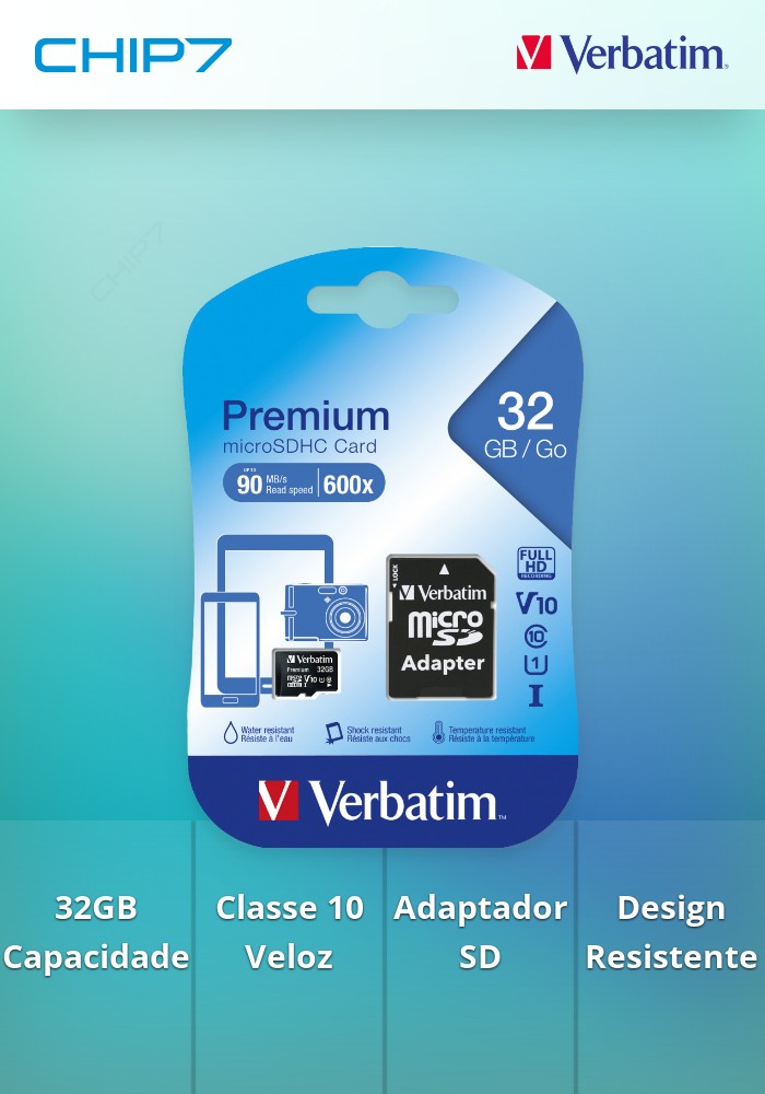 VERBATIM MICRO SDHC 32GB CLASS 10 C/ADAPTADOR