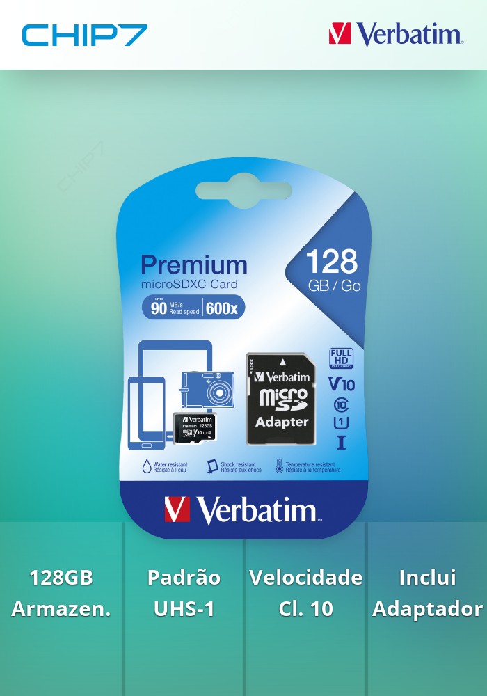 VERBATIM MICRO SDXC 128GB UHS-1 CLASS 10 C/ADAPTADOR