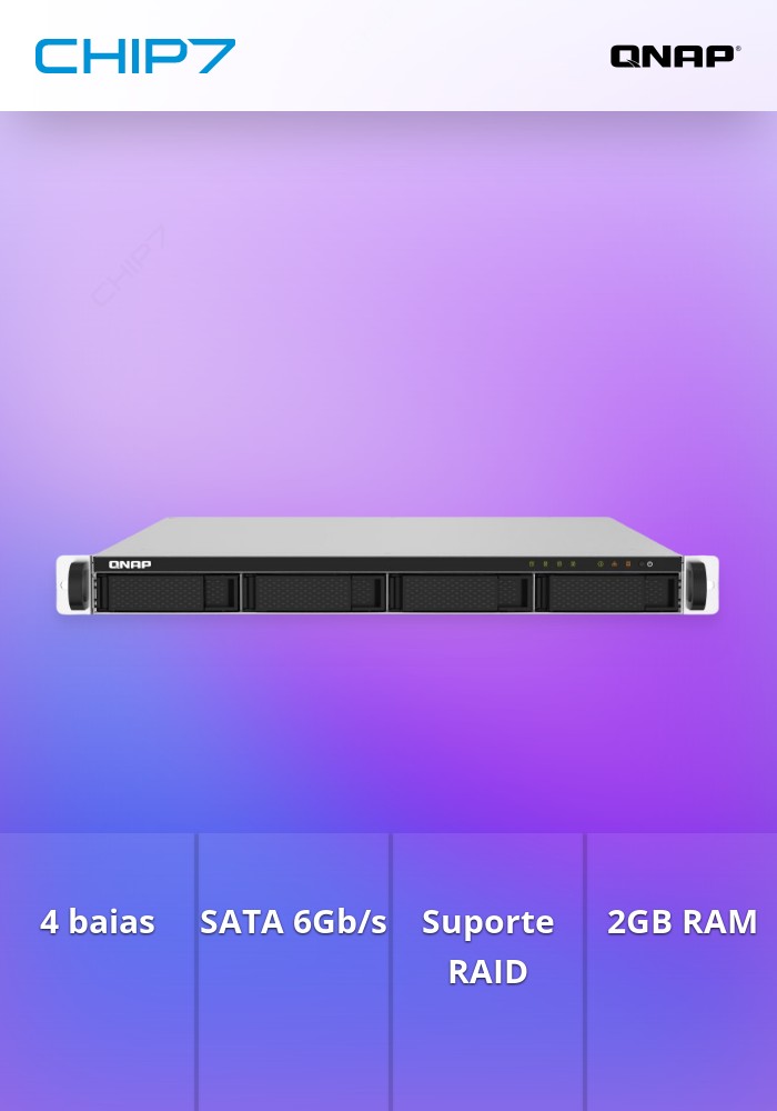 QNAP TS-432PXU - Servidor NAS - 4 baias - montável em bastidor - SATA 6Gb/s - RAID (expansão de disco rígido) RAID 0, 1, 5, 6, 10, JBOD - RAM 2 GB - 2.5 Gigabit Ethernet / 10 Gigabit Ethernet - iSCSI assistência - 1U