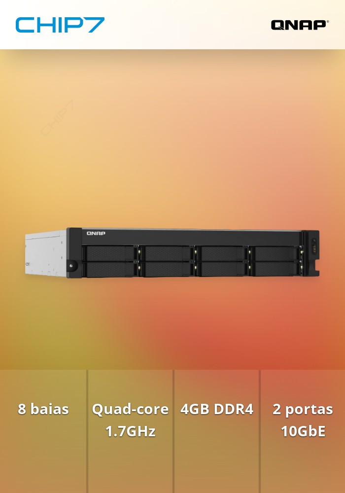 NAS QNAP 8-Bay rackmount 1.7GHz quad-core, 4GB DDR4, SATA 6Gb/s, 2x10GbE SFP+ LAN, 2xGbE LAN, 1xPCIe