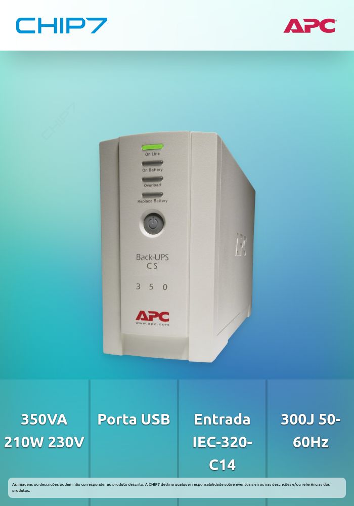 APC Back-UPS CS 350 - UPS - AC 230 V - 210 Watt - 350 VA - RS-232, USB - conectores de saída: 4 - bege