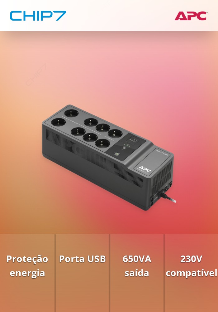 UPS APC Back-UPS 650VA, 230V, 1 USB charging port