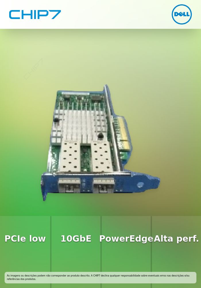 Intel X520 DP - Adaptador de rede - PCIe baixo perfil - 10 GigE - para PowerEdge C4130, C6220, FC630, R320, R420, R520, R720, R820, VRTX, VRTX M520, VRTX M620