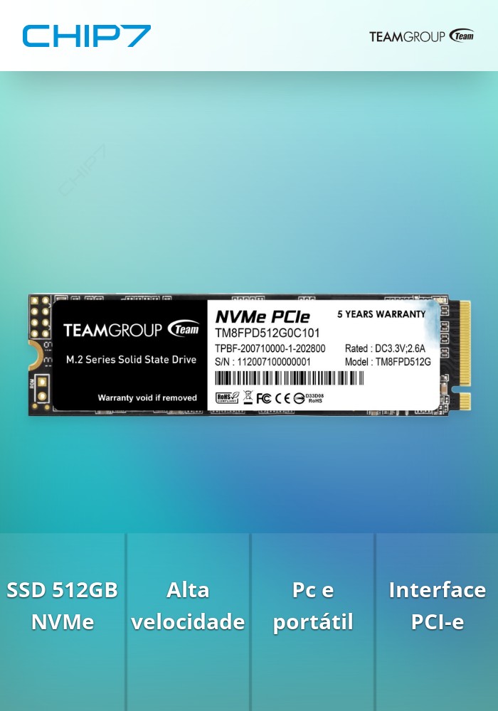 Team Group MP33 SSD M.2 512GB PCIe Gen3 X4 2280 - Unità A Stato Solido Ad Alte Prestazioni Per PC E Portatili