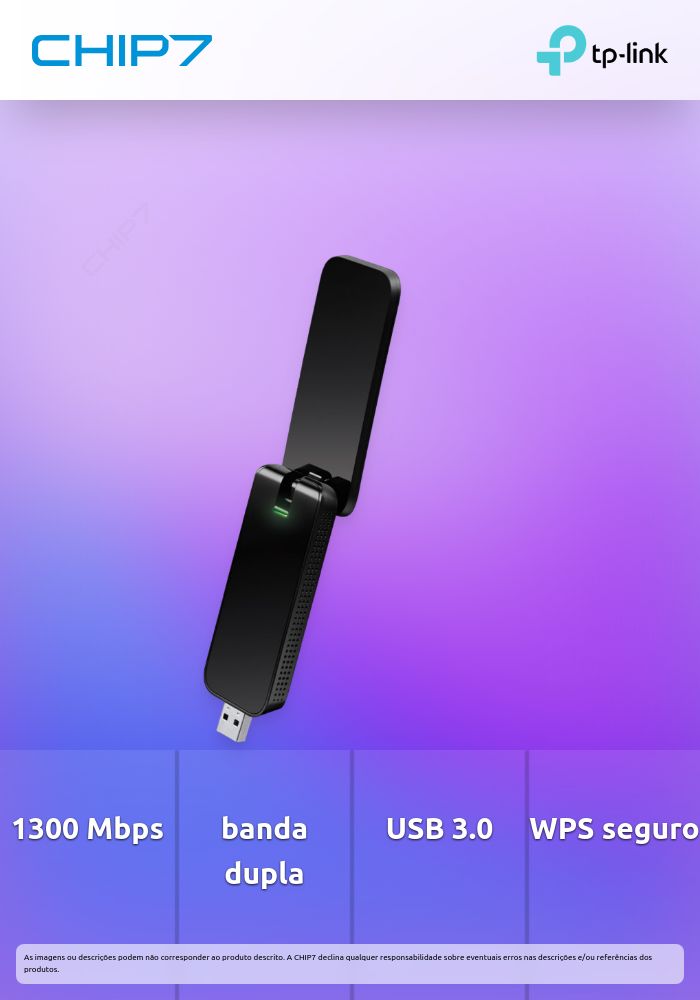 Adaptador USB TP-Link Archer T4U Wi-Fi AC1300 MU-MIMO USB 3.0
