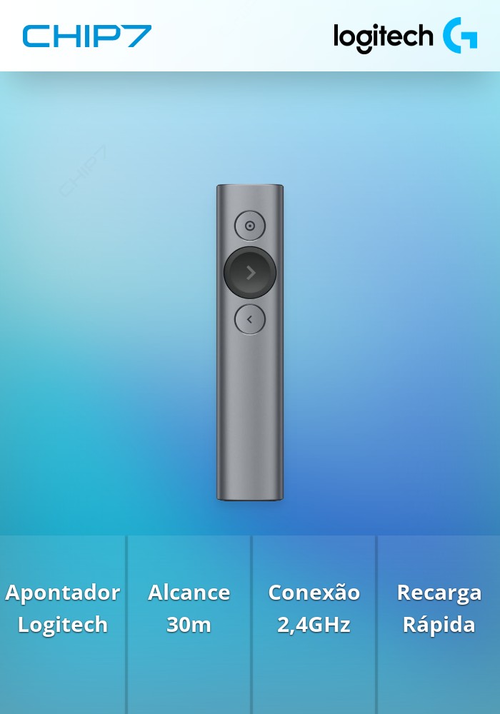 Apontador Logitech Spotlight Presentation Remote Cinzento