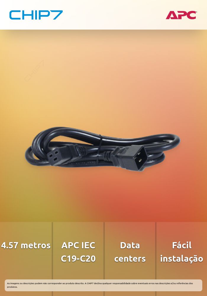 Cabo de alimentação APC IEC 60320 C19 para IEC 60320 C20 4.57m