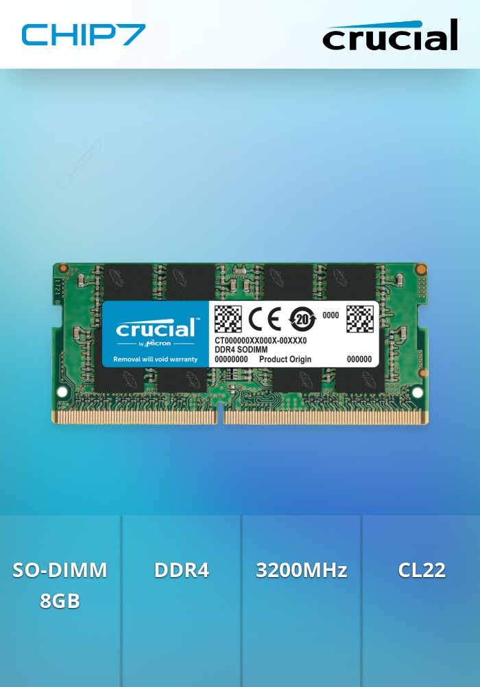 Memória RAM Crucial 8GB DDR4 3200MHz Sodimm 260pin