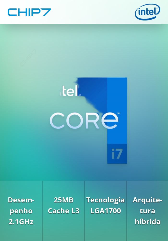 Processador INTEL Core i7 12700F -2.1GHz 25MB LGA1700 (no Graphics)
