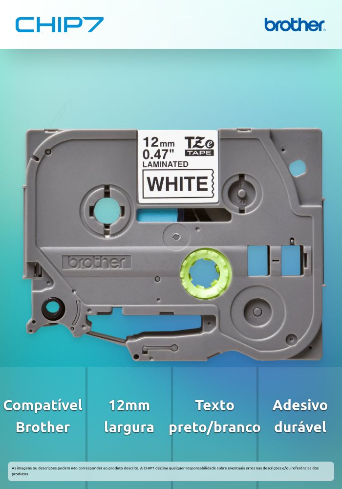 BROTHER FITA 12MM PRETO/BRANCO