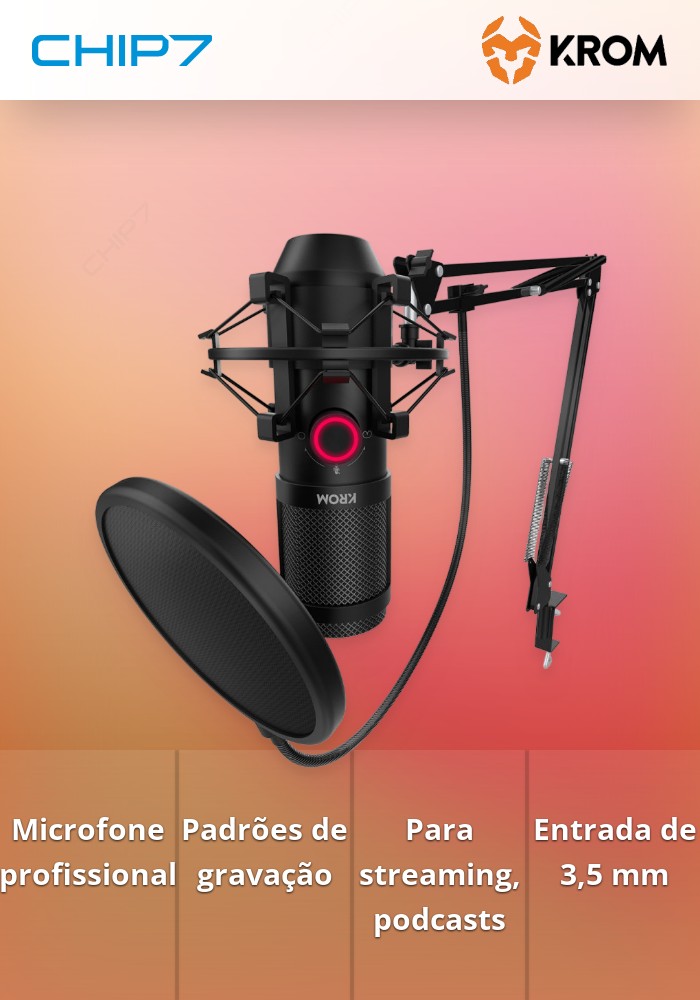 Microfone Krom Gaming Kapsule HQ Streaming
